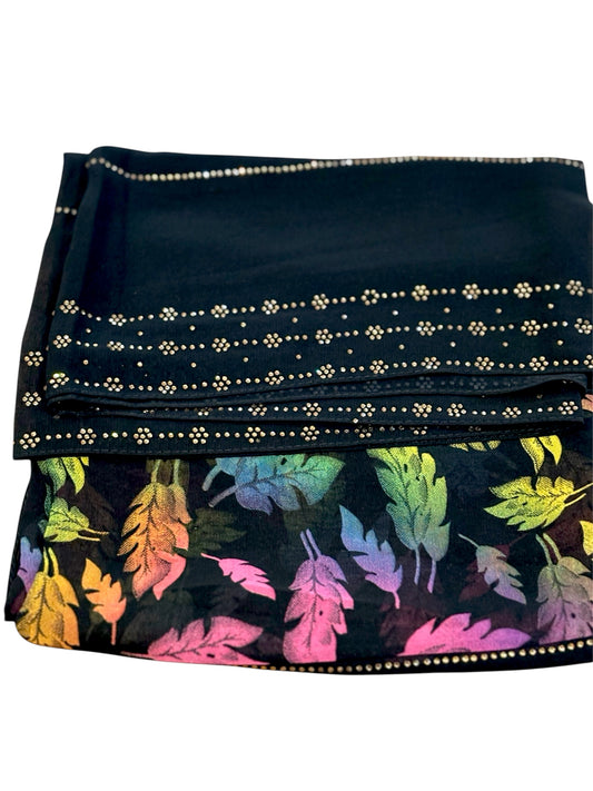 Rainbow Floral Rhinestone Chiffon - Taqwa Boutique